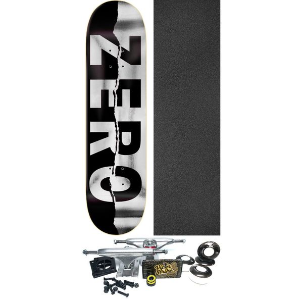 Zero Skateboards Ripped Army Black Skateboard Deck - 8" x 31.6" - Complete Skateboard Bundle